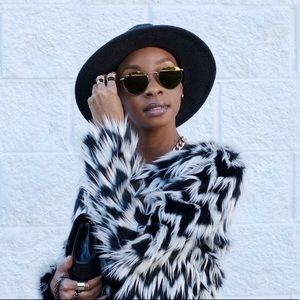 H&M Chevron Faux Fur Jacket